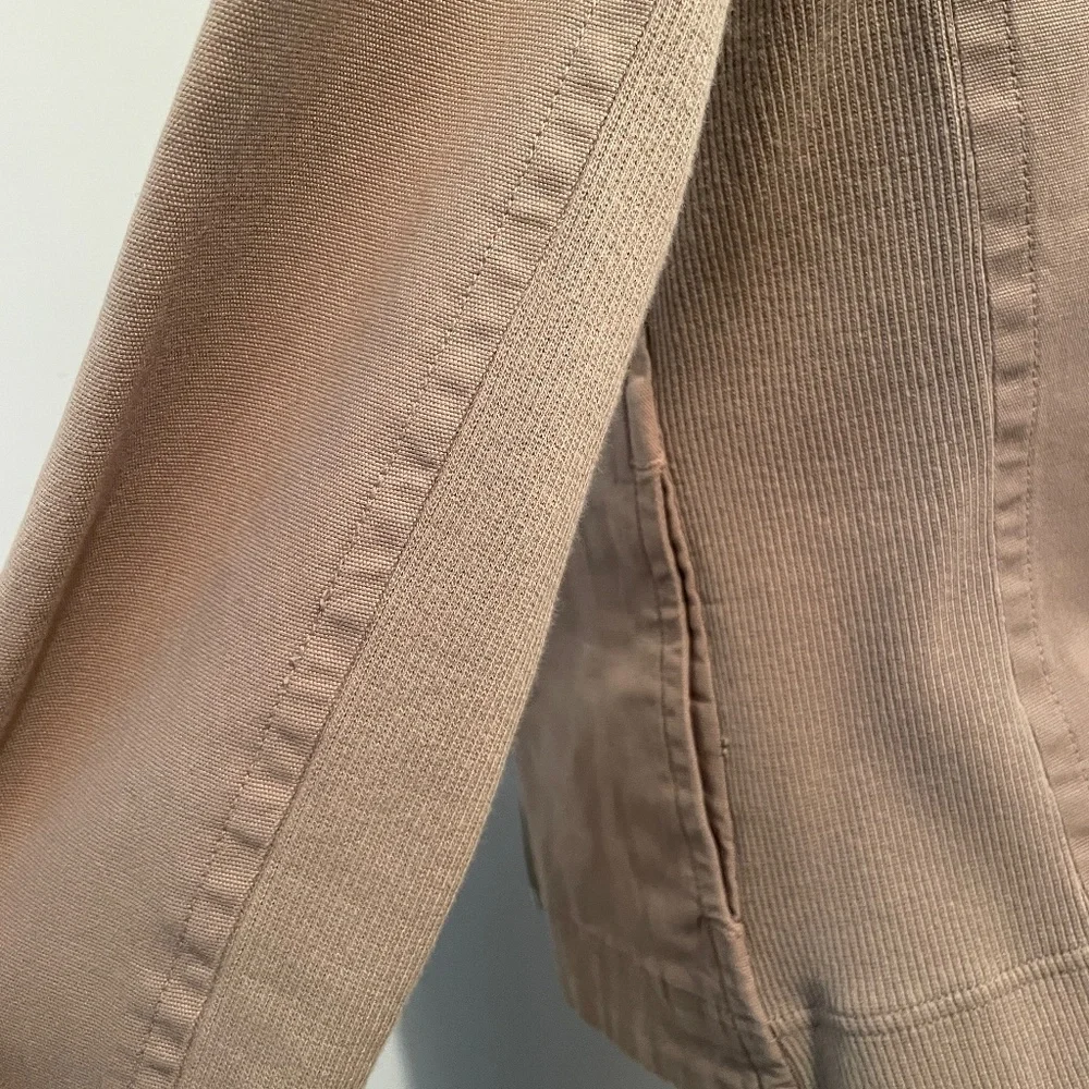 James Perse jacket long sleeve moto jacket cotton blend tan khaki womens small - Picture 4 of 7